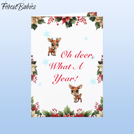 Baby Deer, Fawn, Doe, Rentier 🦌 Weiß Feiertagskarte