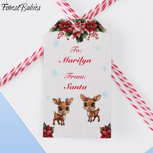 Baby Deer, Fawn, Doe, Rentier 🦌 Weiß Geschenkanhänger