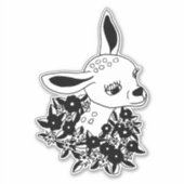 Baby-deer fawn flowers Original Art Drawing Aufkleber (Vorderseite)