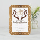 Baby Deer Fawn Fur & Antlers Baby Dusche Einladung (Stehend Vorderseite)