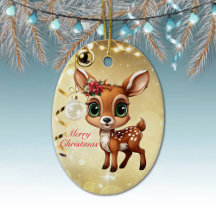 Baby Deer, Fawn, 🦌 Gold Frohe Weihnachten 🎄