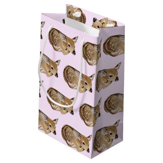 Baby Deer Fawn Kleine Geschenktüte (Rückseite Schrägansicht)