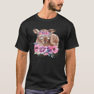 Baby Deer Fawn mit Blume Waldtiere Natur T-Shirt