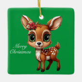 Baby Deer, Fawn, 🦌 Niedlich frohe Weihnachten 🎄 Keramikornament (Vorderseite)