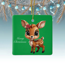 Baby Deer, Fawn, 🦌 Niedlich frohe Weihnachten 🎄 Keramikornament