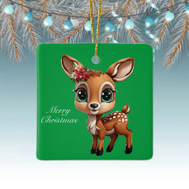 Baby Deer, Fawn, 🦌 Niedlich frohe Weihnachten 🎄 Keramikornament