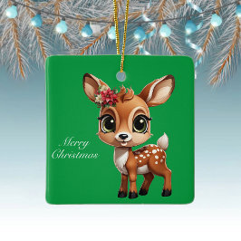 Baby Deer, Fawn, 🦌 Niedlich frohe Weihnachten 🎄 Keramikornament