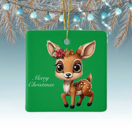 Baby Deer, Fawn, 🦌 Niedlich frohe Weihnachten 🎄 Keramikornament