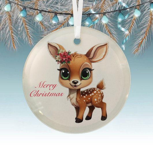 Baby Deer, Fawn, 🦌 Niedlich frohe Weihnachten 🎄 Ornament Aus Glas