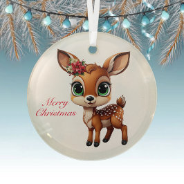 Baby Deer, Fawn, 🦌 Niedlich frohe Weihnachten 🎄 Ornament Aus Glas