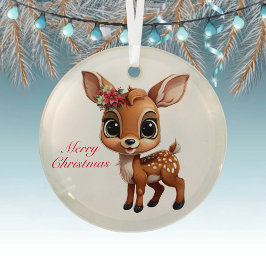Baby Deer, Fawn, 🦌 Niedlich frohe Weihnachten 🎄 Ornament Aus Glas