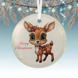 Baby Deer, Fawn, 🦌 Niedlich frohe Weihnachten 🎄 Ornament Aus Glas
