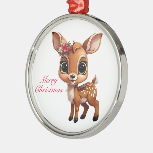 Baby Deer, Fawn, 🦌 Niedlich frohe Weihnachten 🎄 Ornament Aus Metall (Links)