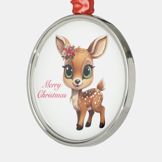 Baby Deer, Fawn, 🦌 Niedlich frohe Weihnachten 🎄 Ornament Aus Metall (Links)
