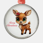 Baby Deer, Fawn, 🦌 Niedlich frohe Weihnachten 🎄 Ornament Aus Metall (Vorne)