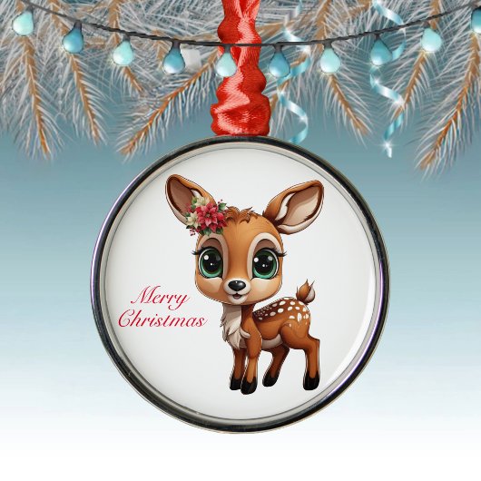 Baby Deer, Fawn, 🦌 Niedlich frohe Weihnachten 🎄 Ornament Aus Metall