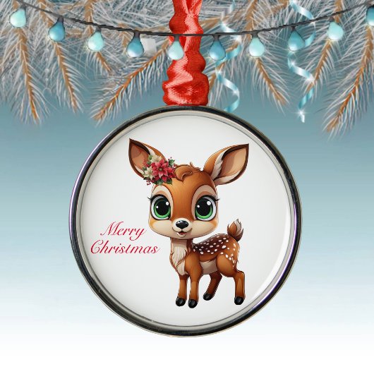 Baby Deer, Fawn, 🦌 Niedlich frohe Weihnachten 🎄 Ornament Aus Metall