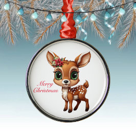 Baby Deer, Fawn, 🦌 Niedlich frohe Weihnachten 🎄 Ornament Aus Metall