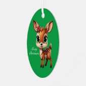Baby Deer, Fawn, 🦌 Niedlich frohe Weihnachten 🎄 Ornament Aus Metall (Vorderseite links)
