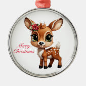 Baby Deer, Fawn, 🦌 Niedlich frohe Weihnachten 🎄 Ornament Aus Metall (Vorne)