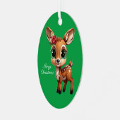 Baby Deer, Fawn, 🦌 Niedlich frohe Weihnachten 🎄 Ornament Aus Metall (Vorderseite links)