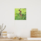 Baby Deer Fawn Twins in Nature Wasserfarbe Kunst Poster (Küche)