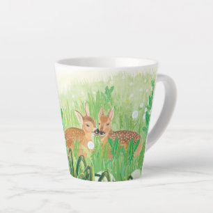 Baby Deer - Fawns in Grass Illustration Milchtasse