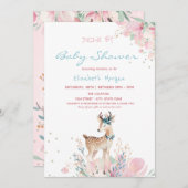 Baby Deer Floral Drive by Baby Dusche Einladung (Vorne/Hinten)