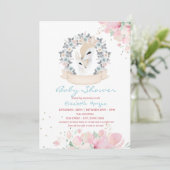 Baby Deer Floral Drive by Baby Dusche Einladung (Stehend Vorderseite)