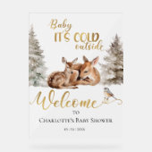 Baby Deer Forest Baby Dusche Begrüßung Akryllische Acrylschild (Vorderseite)