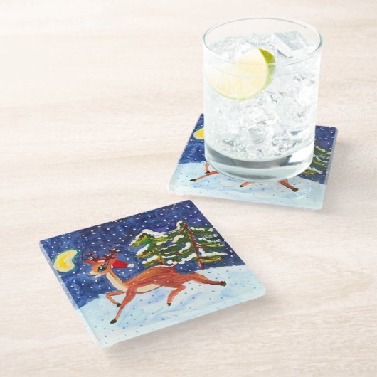 Baby Deer Glasuntersetzer (Schrägansicht)