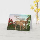 Baby Deer Happy Birthday Card Karte (Gelbe Blume)