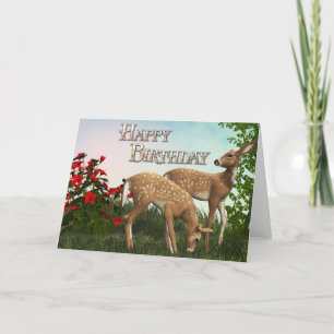 Baby Deer Happy Birthday Card Karte