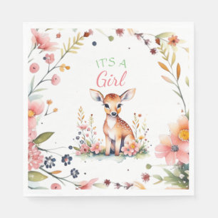 Baby Deer in Blume Es ist eine Mädchen-Babydusch Serviette