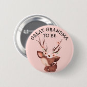 Baby Deer in Blume | Großes Grandma Baby Dusche Button (Vorne & Hinten)