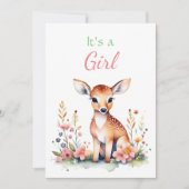 Baby Deer in Flowers Girl's Baby Shower Einladung (Vorderseite)