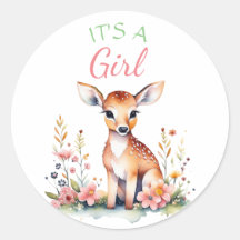 Baby Deer in Flowers | It's a Girl Baby Shower
