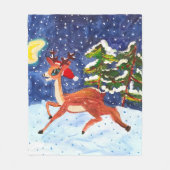 Baby Deer in Weihnachtsmannmütze Fleecedecke (Vorderseite)