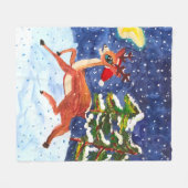 Baby Deer in Weihnachtsmannmütze Fleecedecke (Vorderseite (Horizontal))