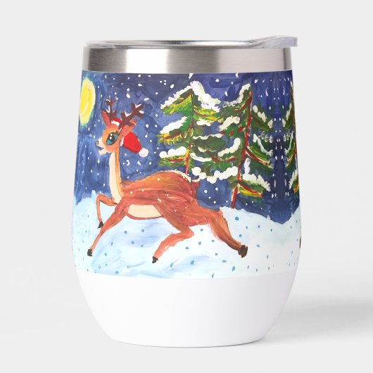 Baby Deer in Weihnachtsmannmütze "Kunst von Kinder (Links)