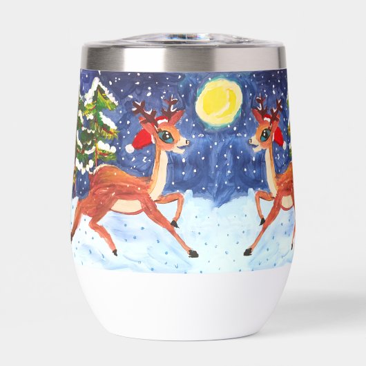 Baby Deer in Weihnachtsmannmütze "Kunst von Kinder (Vorderseite)