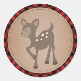 Baby Deer Kariert Baby Dusche Runder Aufkleber