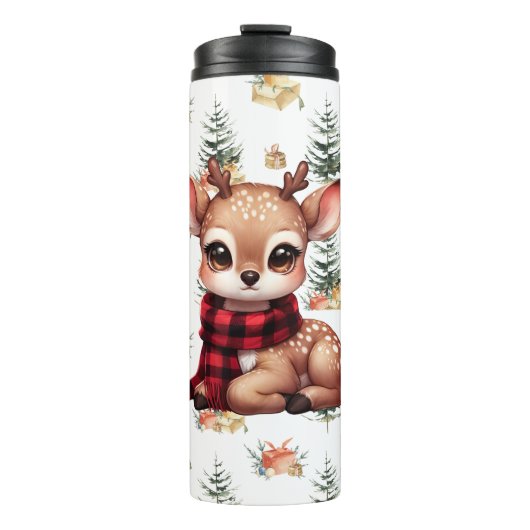 Baby Deer mit Buffalo Kariert Thermosbecher (Vorderseite)
