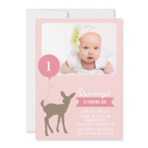 Baby Deer mit einem Ballon Foto Geburtstagseinladu