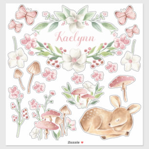 Baby Deer Pink Mushroom Patch Set von Stic Aufkleber