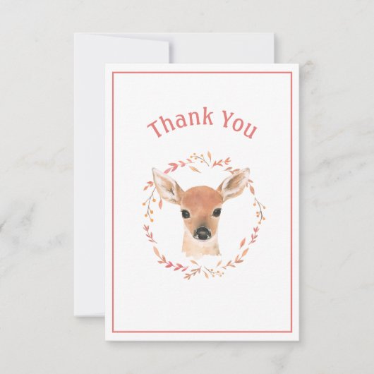 Baby Deer Simple Rustic Danke Card (Vorderseite)