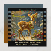 Baby Deer Snowy Fun Cooles Weihnachtsfest Party Einladung (Vorne/Hinten)