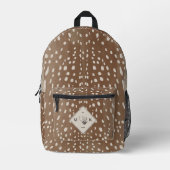 Baby Deer Spots Animal Print Muster Monogram Bedruckter Rucksack (Vorderseite)