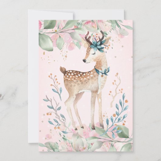 Baby Deer Stars Verlasse Virtual Baby Dusche Einladung (Rückseite)