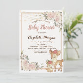 Baby Deer String Lights, Floral Baby Dusche Einladung (Stehend Vorderseite)